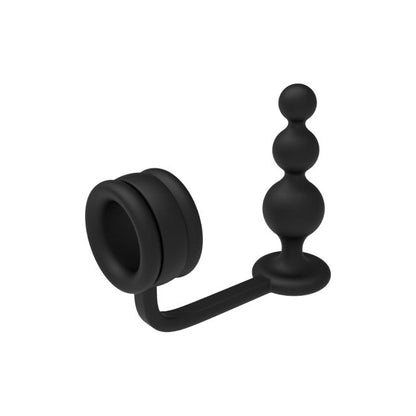 Inel pentru penis cu plug anal DREAMTOYS RAMROD 2-In-1 Dual Pleasure, lungime 11 cm, din silicon, negru