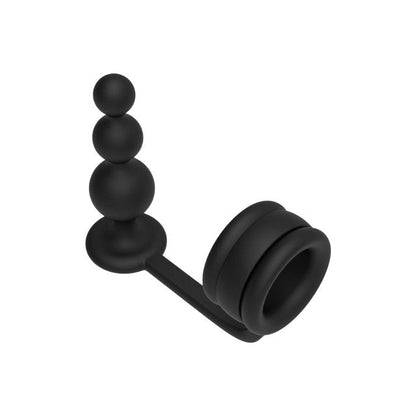 Inel pentru penis cu plug anal DREAMTOYS RAMROD 2-In-1 Dual Pleasure, lungime 11 cm, din silicon, negru