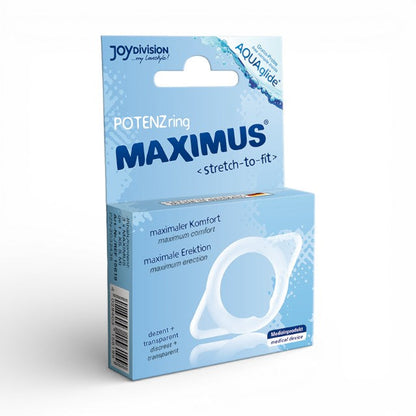Inel pentru penis JOYDIVISION Maximus Ring Medium, ajută la întârzierea ejaculării, din silicon medical, transparent