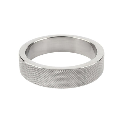 Inel pentru penis MR. STEEL CrissCross C-Ring, cu design geometric, din oțel inoxidabil, diametru 5.5 cm (mare), argintiu