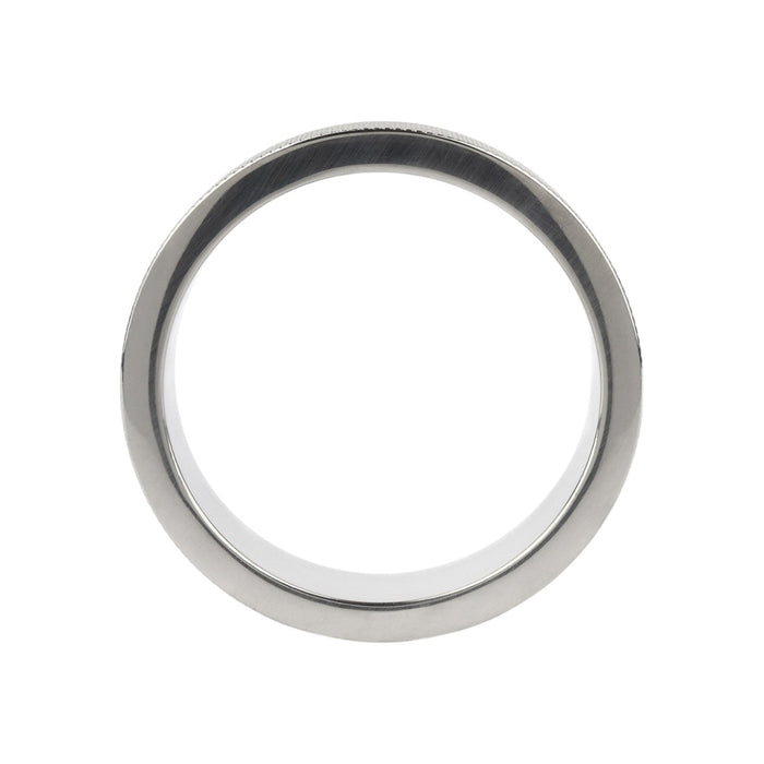 Inel pentru penis MR. STEEL CrissCross C-Ring, cu design geometric, din oțel inoxidabil, diametru 5.5 cm (mare), argintiu