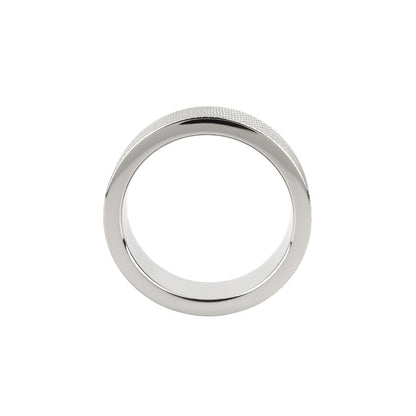 Inel pentru penis MR. STEEL CrissCross C-Ring, cu design geometric, din oțel inoxidabil, diametru 4.5 cm (mic), argintiu