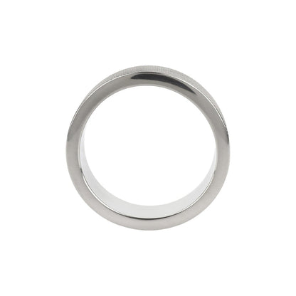 Inel pentru penis MR. STEEL CrissCross C-Ring, cu design geometric, din oțel inoxidabil, diametru 5 cm (mediu), argintiu