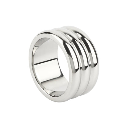 Inel pentru penis MR. STEEL Elegant Deep C-Ring, cu striații, din oțel inoxidabil, diametru 4.5 cm (mic), argintiu