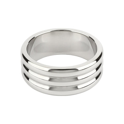 Inel pentru penis MR. STEEL Elegant Deep C-Ring, cu striații, din oțel inoxidabil, diametru 5.5 cm (mare), argintiu