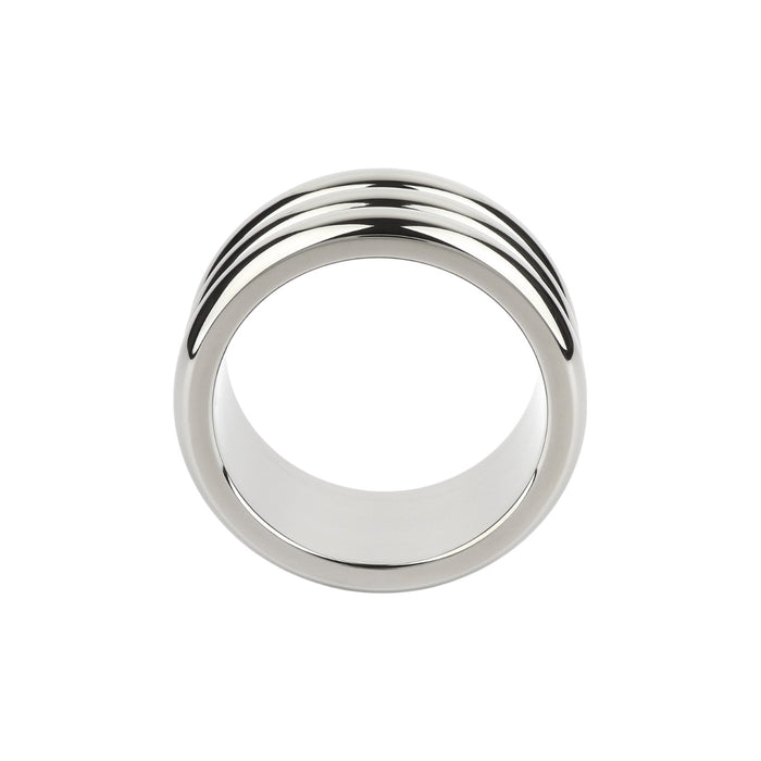 Inel pentru penis MR. STEEL Elegant Deep C-Ring, cu striații, din oțel inoxidabil, diametru 4.5 cm (mic), argintiu