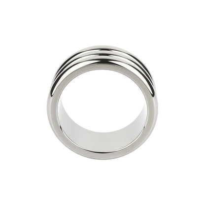 Inel pentru penis MR. STEEL Elegant Deep C-Ring, cu striații, din oțel inoxidabil, diametru 4.5 cm (mic), argintiu