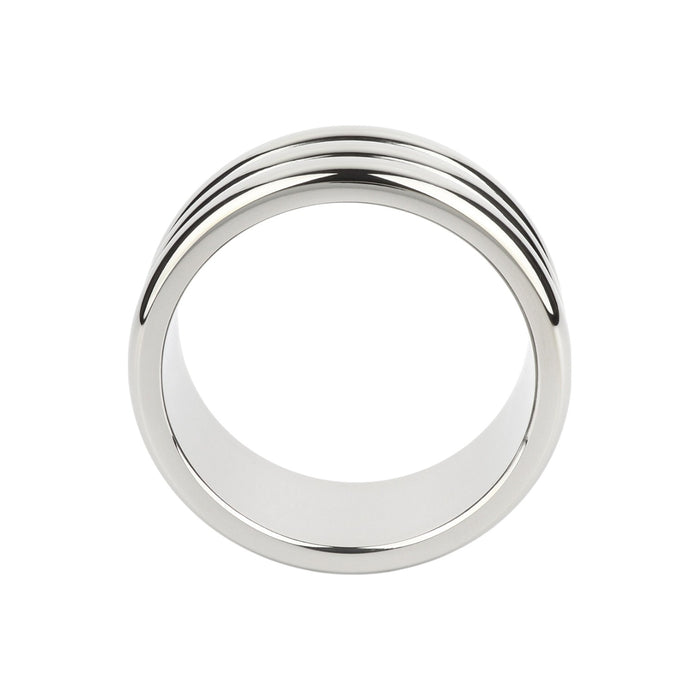 Inel pentru penis MR. STEEL Elegant Deep C-Ring, cu striații, din oțel inoxidabil, diametru 5.5 cm (mare), argintiu