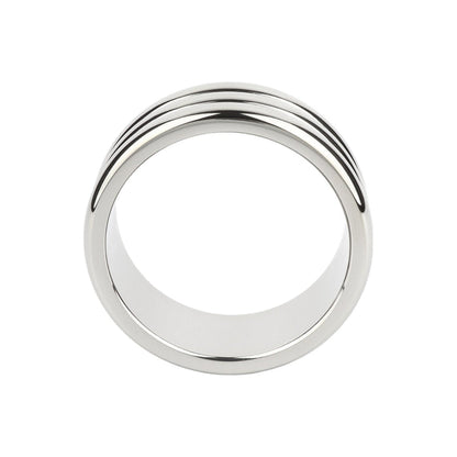Inel pentru penis MR. STEEL Elegant Deep C-Ring, cu striații, din oțel inoxidabil, diametru 5.5 cm (mare), argintiu