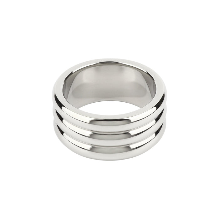 Inel pentru penis MR. STEEL Elegant Deep C-Ring, cu striații, din oțel inoxidabil, diametru 4.5 cm (mic), argintiu