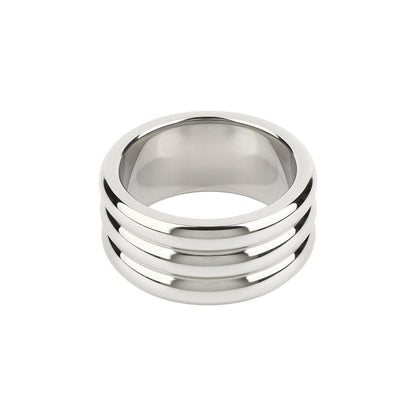 Inel pentru penis MR. STEEL Elegant Deep C-Ring, cu striații, din oțel inoxidabil, diametru 4.5 cm (mic), argintiu