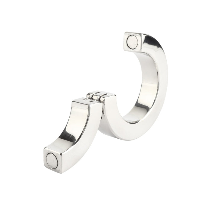 Inel pentru penis MR. STEEL Hinged Magnetic Cockring, din oțel inoxidabil, cu balama magnetică, diametru 5 cm, argintiu