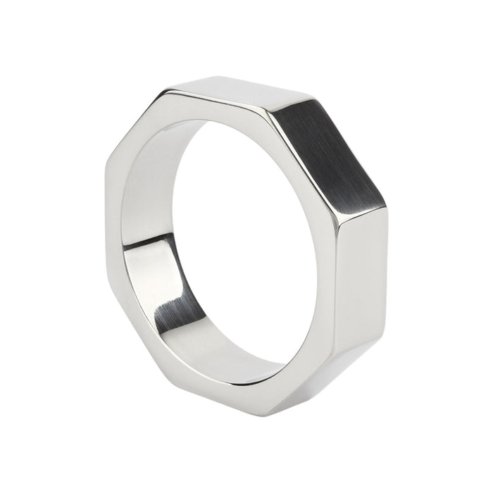Inel pentru penis MR. STEEL Nut C-Ring, în formă de piuliță, din oțel inoxidabil, diametru 5 cm (mare), argintiu