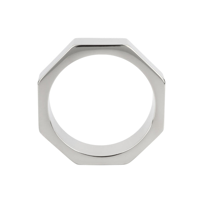 Inel pentru penis MR. STEEL Nut C-Ring, în formă de piuliță, din oțel inoxidabil, diametru 5 cm (mare), argintiu