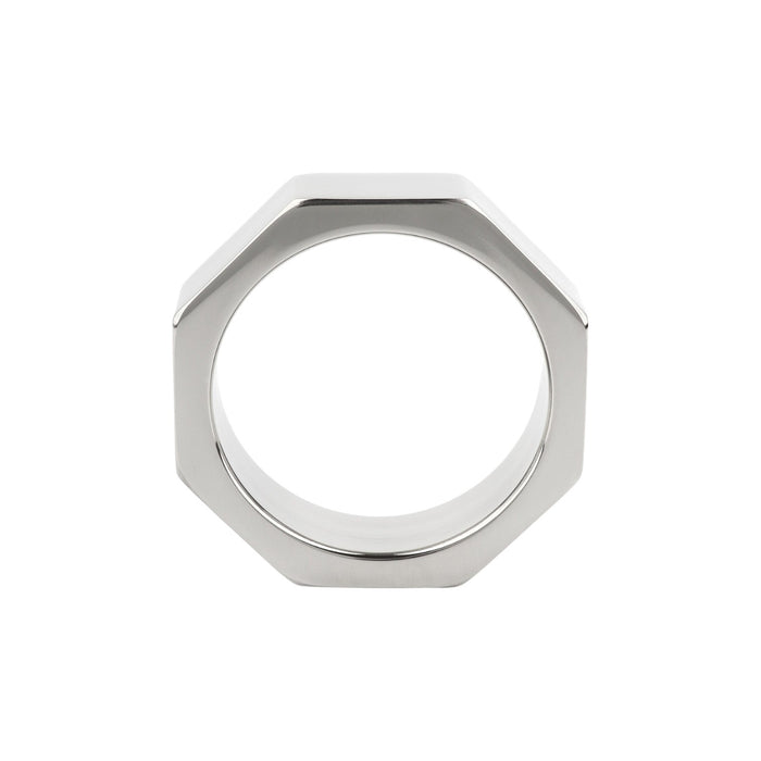 Inel pentru penis MR. STEEL Nut C-Ring, în formă de piuliță, din oțel inoxidabil, diametru 4.5 cm (mic), argintiu