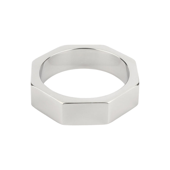 Inel pentru penis MR. STEEL Nut C-Ring, în formă de piuliță, din oțel inoxidabil, diametru 5 cm (mare), argintiu