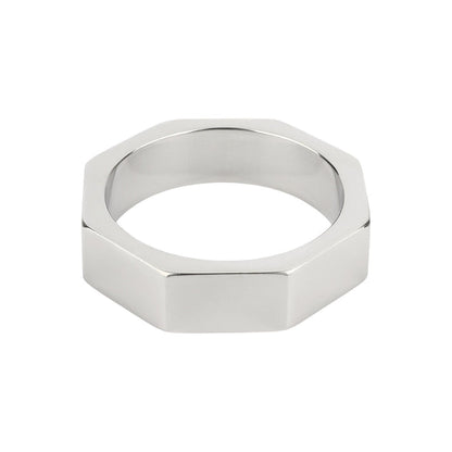 Inel pentru penis MR. STEEL Nut C-Ring, în formă de piuliță, din oțel inoxidabil, diametru 5 cm (mare), argintiu
