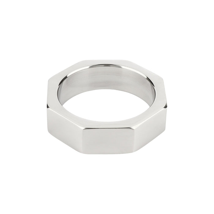 Inel pentru penis MR. STEEL Nut C-Ring, în formă de piuliță, din oțel inoxidabil, diametru 4.5 cm (mic), argintiu
