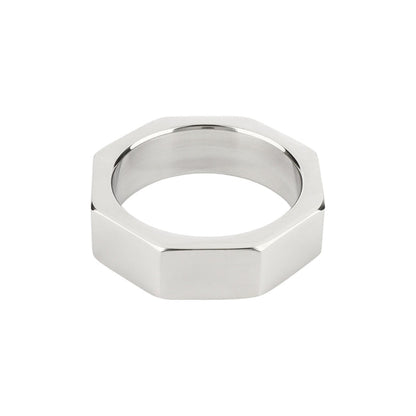 Inel pentru penis MR. STEEL Nut C-Ring, în formă de piuliță, din oțel inoxidabil, diametru 4.5 cm (mic), argintiu