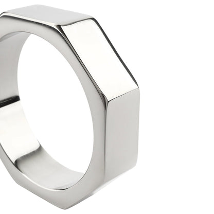 Inel pentru penis MR. STEEL Nut C-Ring, în formă de piuliță, din oțel inoxidabil, diametru 5 cm (mare), argintiu