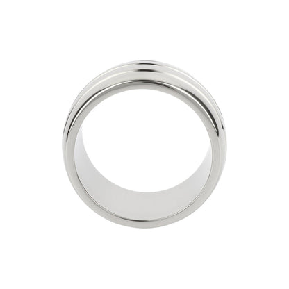 Inel pentru penis MR. STEEL Oval Barrel C-Ring, cu striații, din oțel inoxidabil, diametru 5 cm, argintiu