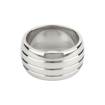 Inel pentru penis MR. STEEL Oval Barrel C-Ring, cu striații, din oțel inoxidabil, diametru 5 cm, argintiu