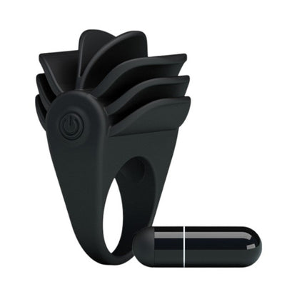Inel pentru penis PRETTY LOVE Chester, cu vibrator bullet inclus, din silicon, diametru 3 cm, negru