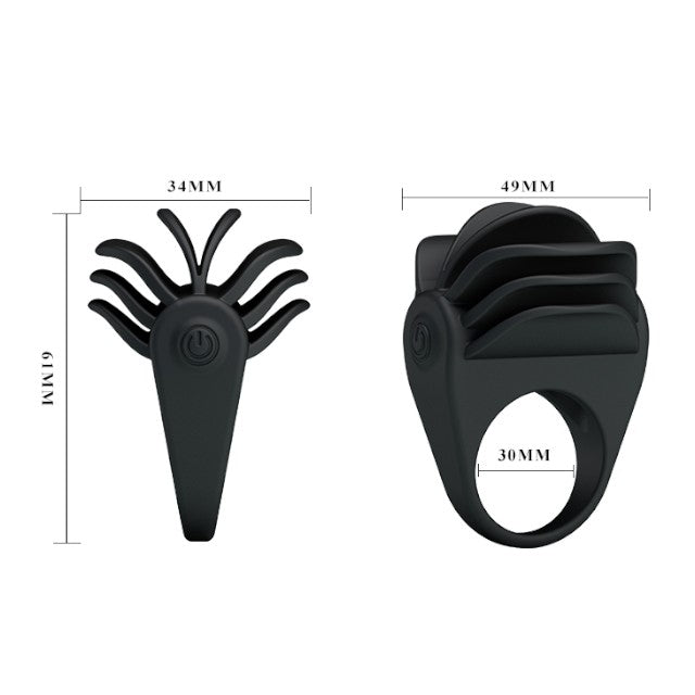 Inel pentru penis PRETTY LOVE Chester, cu vibrator bullet inclus, din silicon, diametru 3 cm, negru
