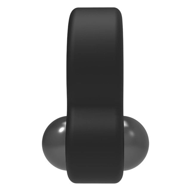 Inel pentru penis RAMROD Cockring Dual Weight,din silicon, cu 2 bile de oțel detașabile, greutate 114 grame, negru