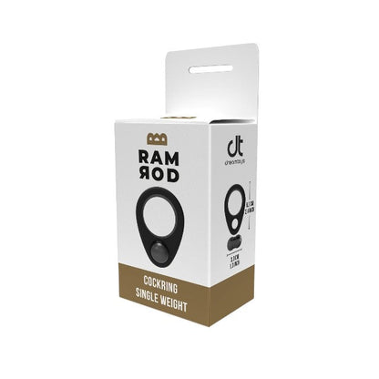 Inel pentru penis RAMROD Cockring Single Weight, din silicon, cu bilă de oțel detașabilă, greutate 57 grame, negru