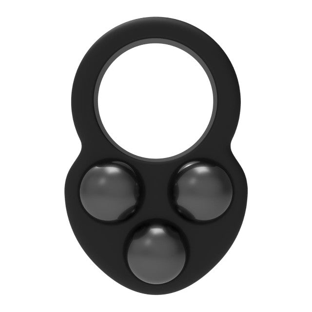 Inel pentru penis RAMROD Cockring Triple Weight, din silicon, cu 3 bile de oțel detașabile, greutate 171 grame, negru