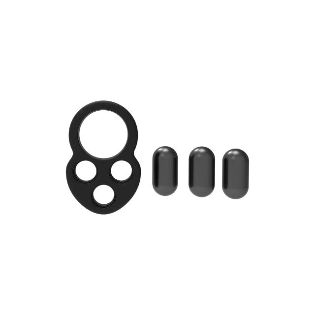 Inel pentru penis RAMROD Cockring Triple Weight, din silicon, cu 3 bile de oțel detașabile, greutate 171 grame, negru