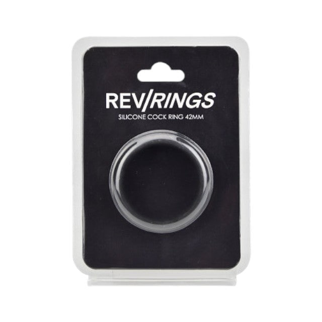 Inel pentru penis RevRings - Cock Ring, pentru stimularea erectiei, din silicon, negru, 42mm