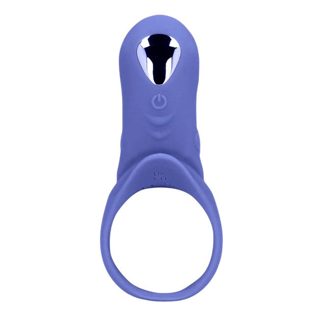 Inel vibrator pentru penis LOVELINE Cockring with Clit Stimulation, pentru cupluri, 9 funcții de vibrație, albastru