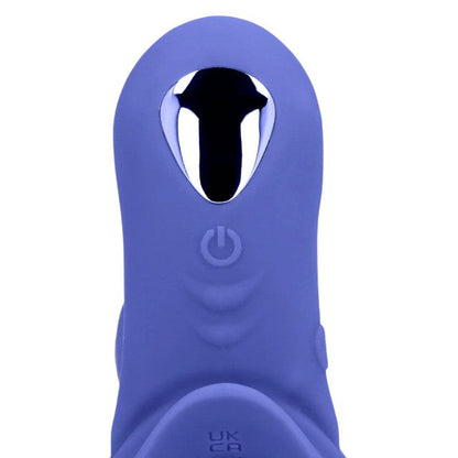 Inel vibrator pentru penis LOVELINE Cockring with Clit Stimulation, pentru cupluri, 9 funcții de vibrație, albastru