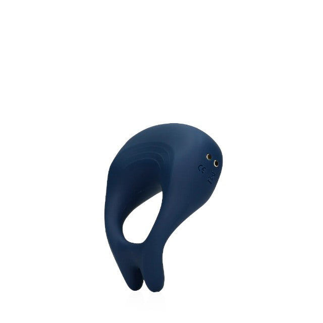 Inel vibrator pentru penis LOVELINE Pointed Cock Ring, 10 funcții de vibrație, din silicon moale, culoare albastru