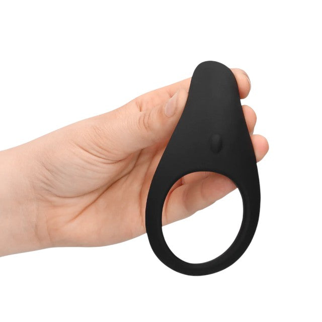 Inel vibrator pentru penis LOVELINE Pointed Cock Ring, 10 funcții de vibrație, din silicon moale, culoare negru