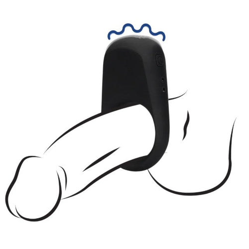 Inel vibrator pentru penis LOVELINE Vibrating Cock Ring, din silicon moale, 10 funcții de vibrație, negru