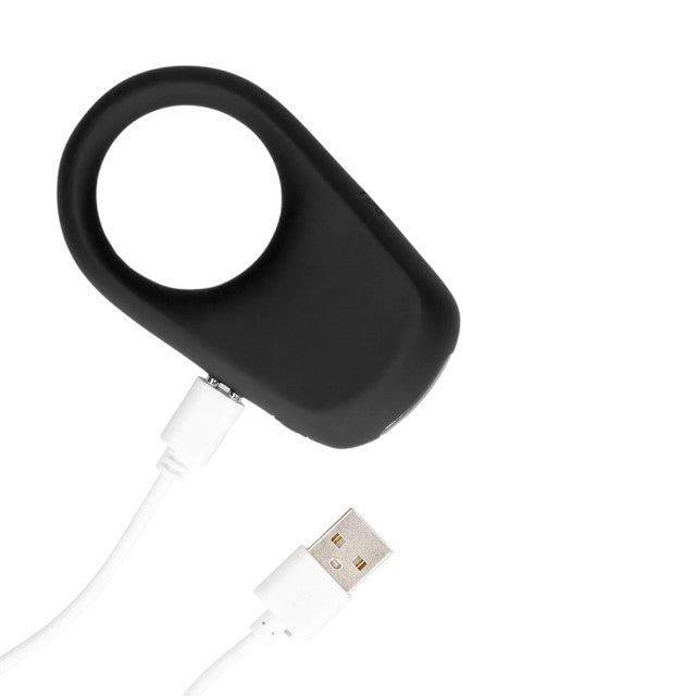 Inel vibrator pentru penis LOVELINE Vibrating Cock Ring, din silicon moale, 10 funcții de vibrație, negru