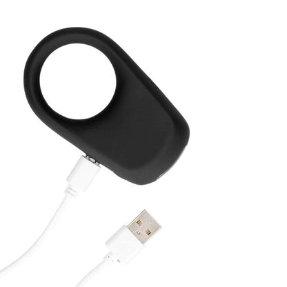 Inel vibrator pentru penis LOVELINE Vibrating Cock Ring, din silicon moale, 10 funcții de vibrație, negru