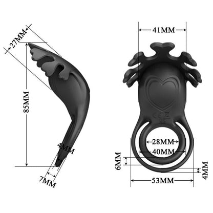 Inel vibrator pentru penis PRETTY LOVE - RUBEN, din silicon, negru, 7 functii de vibrare