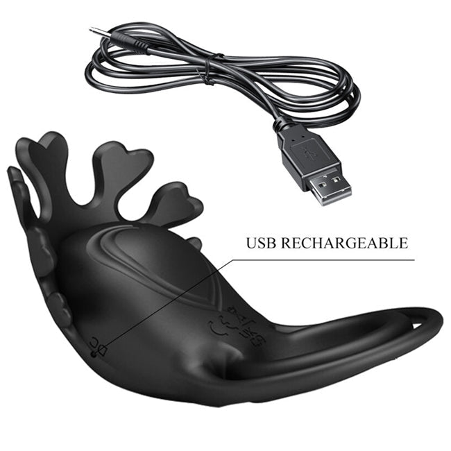 Inel vibrator pentru penis PRETTY LOVE - RUBEN, din silicon, negru, 7 functii de vibrare