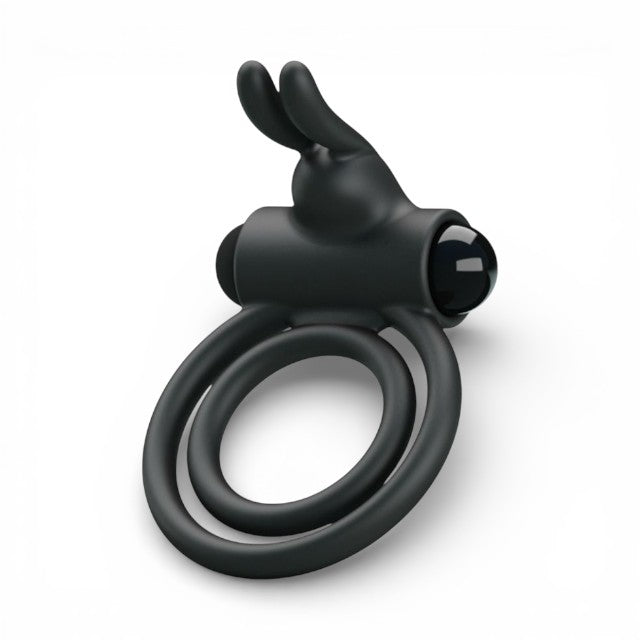 Inel vibrator pentru penis PRETTY LOVE Osmond, cu vibrații puternice, din silicon moale, culoare negru
