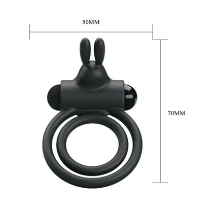 Inel vibrator pentru penis PRETTY LOVE Osmond, cu vibrații puternice, din silicon moale, culoare negru