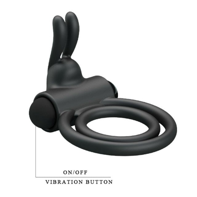 Inel vibrator pentru penis PRETTY LOVE Osmond, cu vibrații puternice, din silicon moale, culoare negru
