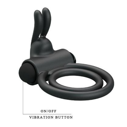 Inel vibrator pentru penis PRETTY LOVE Osmond, cu vibrații puternice, din silicon moale, culoare negru