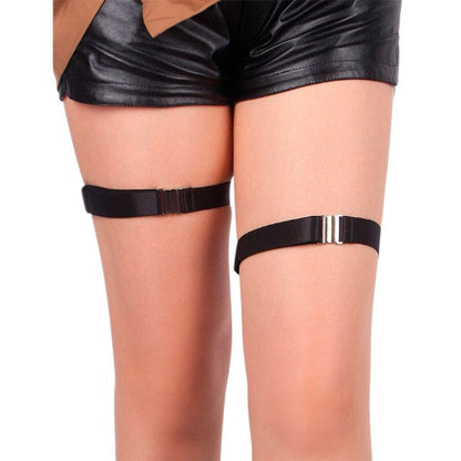 Jartiere SUBBLIME Adjustable Buckles, ajustabile cu catarame argintii, din piele artificială, culoare negru (957476)