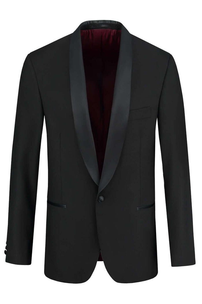 Jas smoking sjaal wol - elegante smokingjas met sjaalkraag en discrete zakken in zwart.