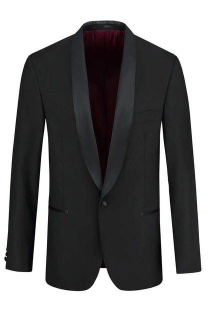 Jas smoking sjaal wol - elegante smokingjas met sjaalkraag en discrete zakken in zwart.