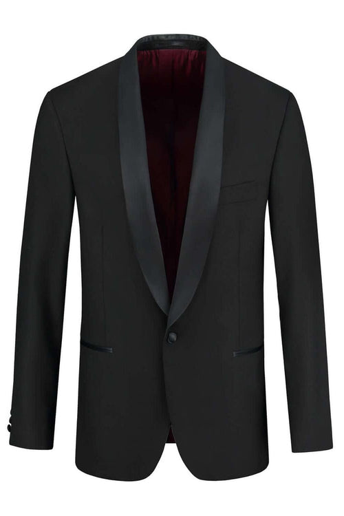 Jas smoking sjaal wol - elegante smokingjas met sjaalkraag en discrete zakken in zwart.
